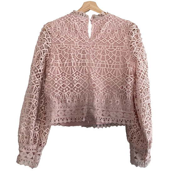 Amy Lynn Crochet Lace Blouse Leyla Women L Powder Pink Coquette‎ Cottagecore - Picture 4 of 16